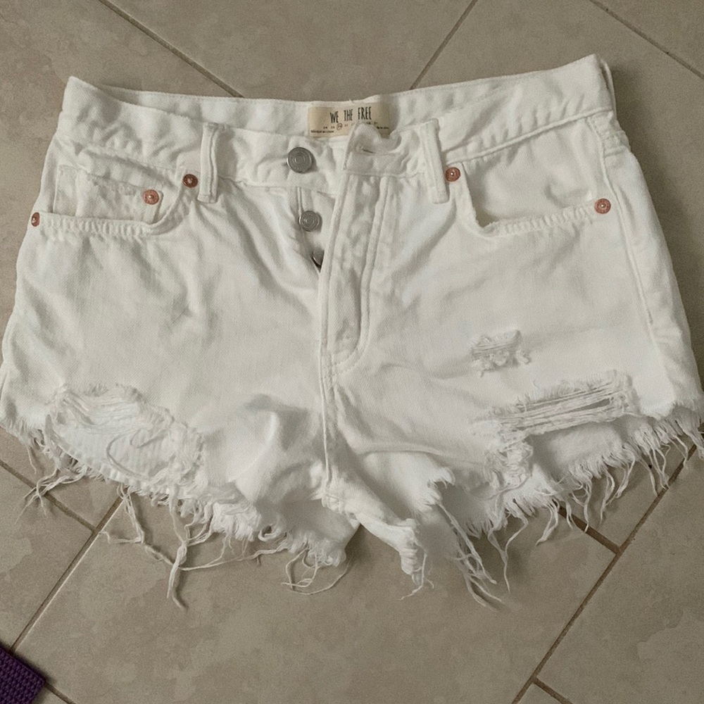 Free People White Jean Shorts